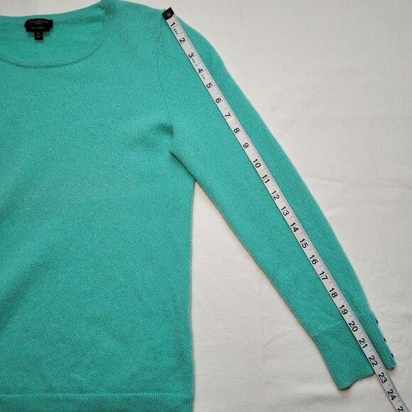 Talbots 100% Pure Cashmere Crewneck Sweater Teal Coastal Preppy Chic Petite M - Picture 7 of 9